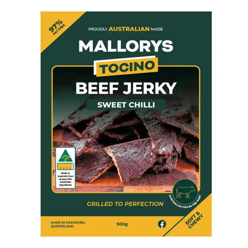Mallorys Tocino Beef Jerky Sweet Chilli Bulk