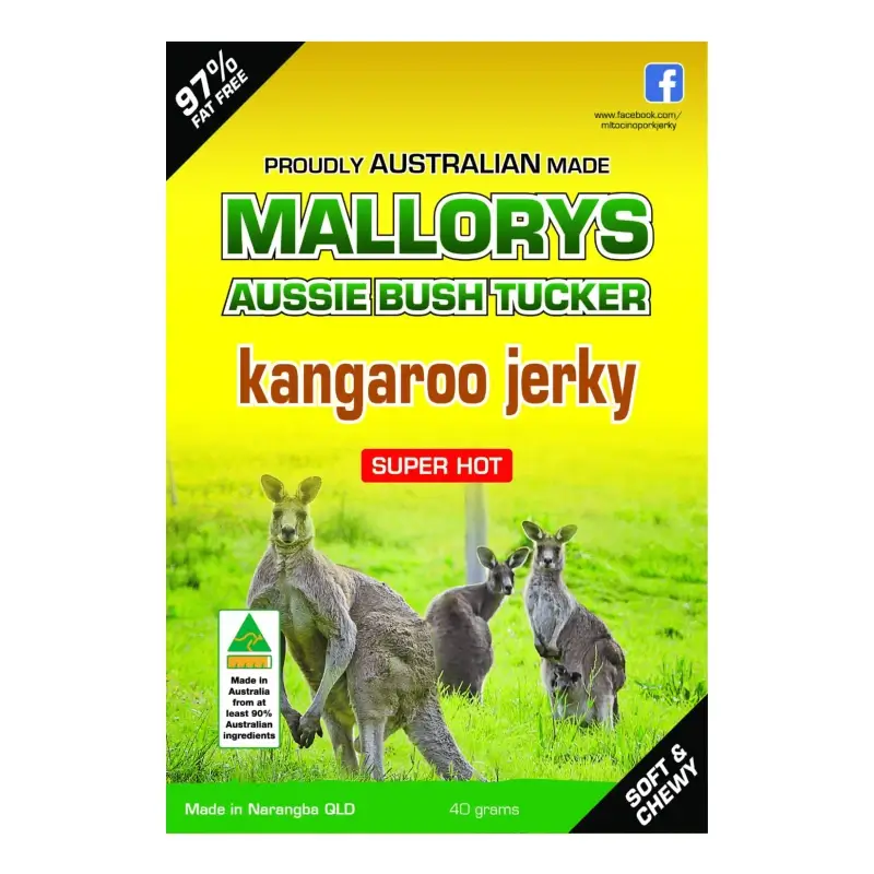 Mallorys Tocino Kangaroo Jerky Super Hot 100g
